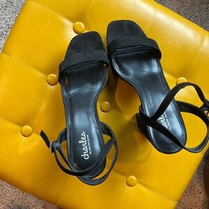 Black platform suede heels